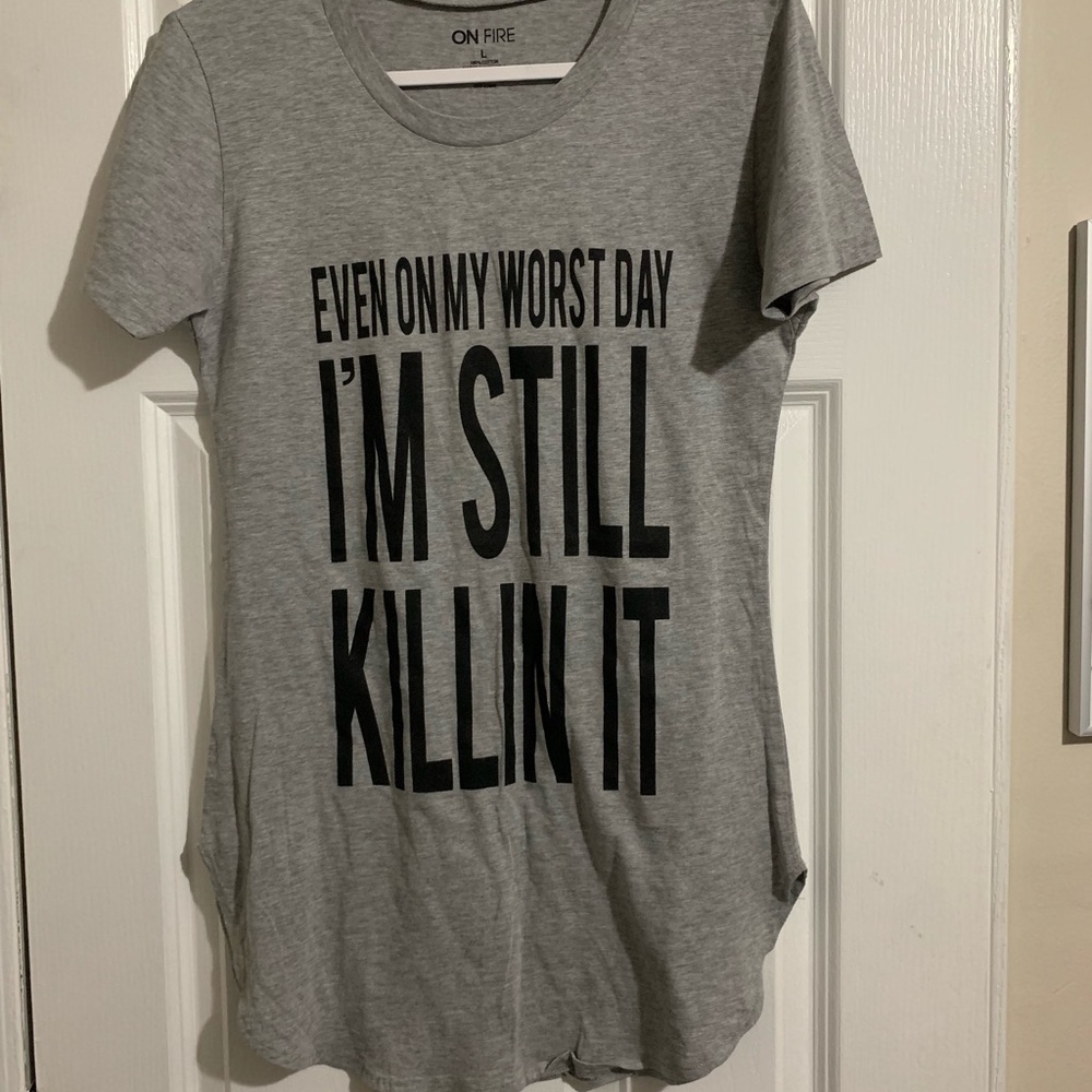 Grey, short-sleeved shirt